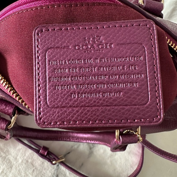 Coach baby Bennett Satchel Crossgrain Leather New without tag metallic pink - Picture 10 of 13